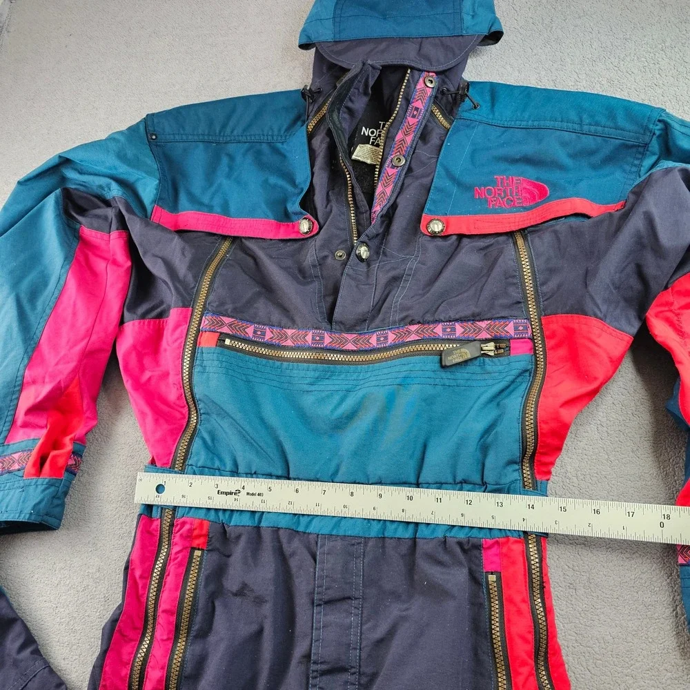 Vtg The North Face Rage Snowsuit Mens Navy Teal‎ Winter Sports Hooded Double Zip